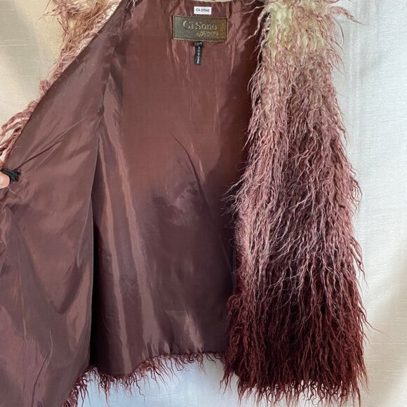 Ci Sono by Cavalini  Burgundy Ombre Faux-Fur Vest Ladies Lg - Picture 8 of 14